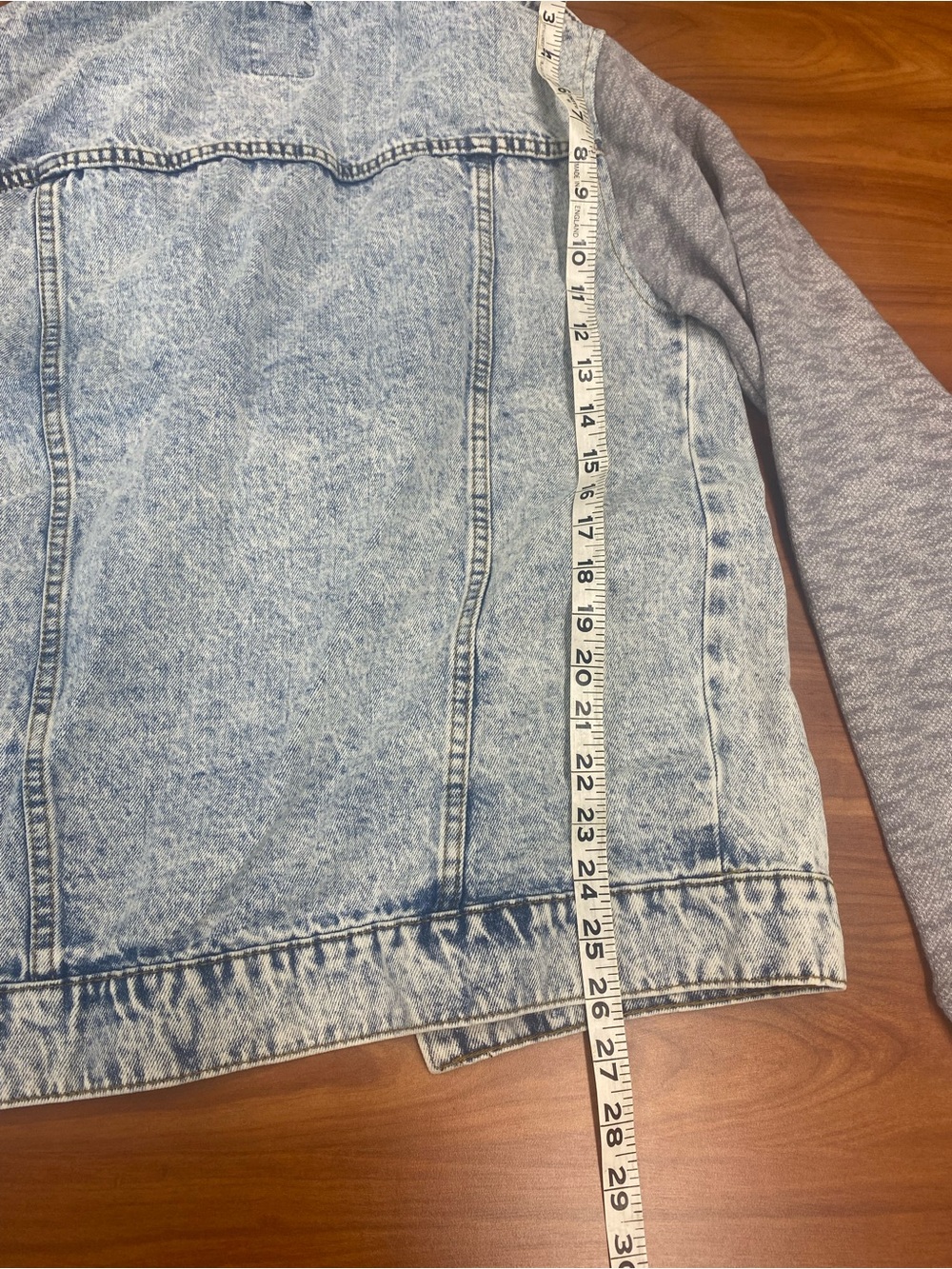 Original Use Denim Jacket Men S Sweatshirt Hoodie Acid Wash Lightweight Pockets - Picture 12 of 13